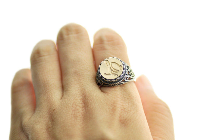 Raven Signet Ring - Backtozero B20 - 12l, 12mm, 12mm ring, accessory, Bird, crow, Fleur de Lis, halloween, her, jewelry, lace, raven, ring, signet ring, size 10, size 7, size 8, size 9, wax seal, wax seal ring, wax seal stamp, Woodland Animal