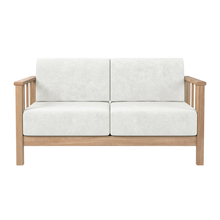 Raylai Two Seater Solid Wood Sofa - Light Beige