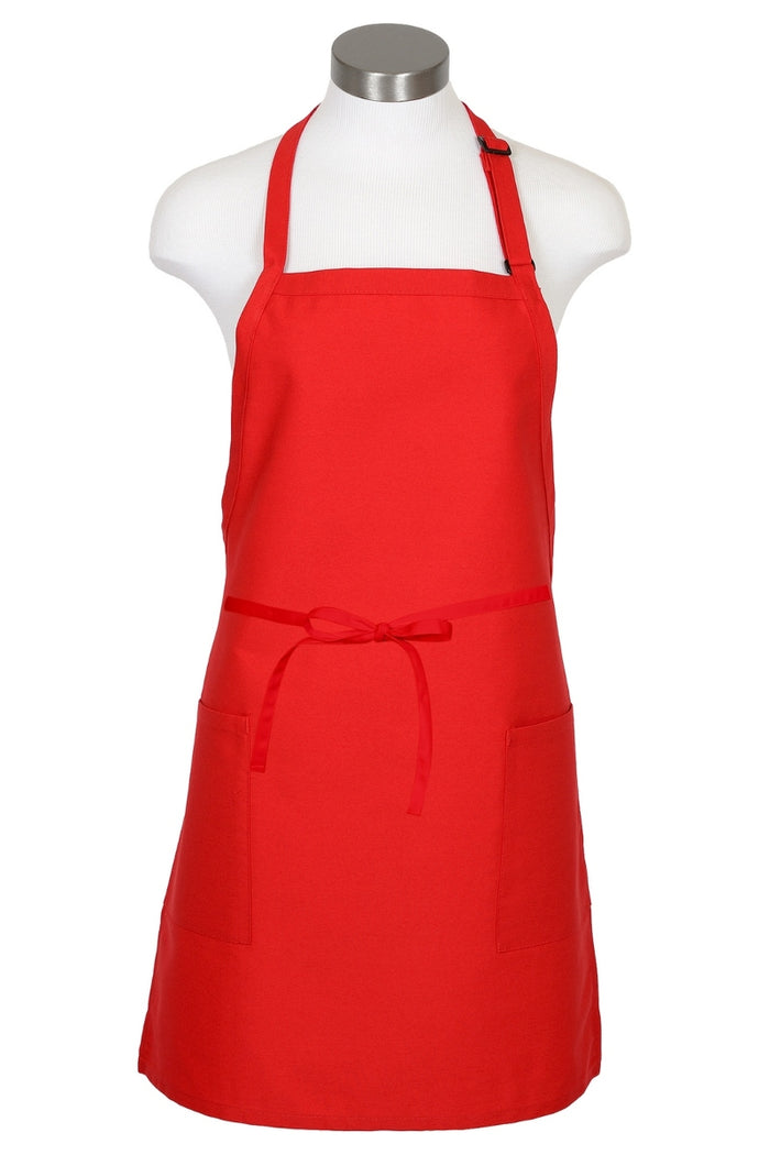 Fame Red Bib Adjustable Apron (2-Patch Pockets)