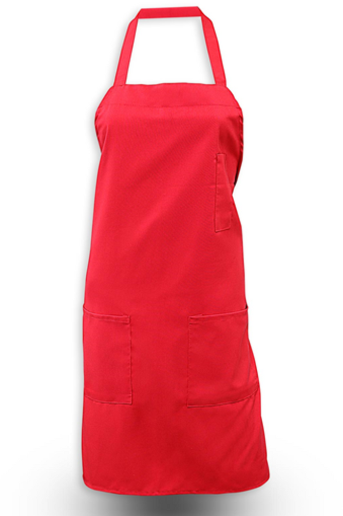 Pinnacle Red Bib Apron (3 Pockets)