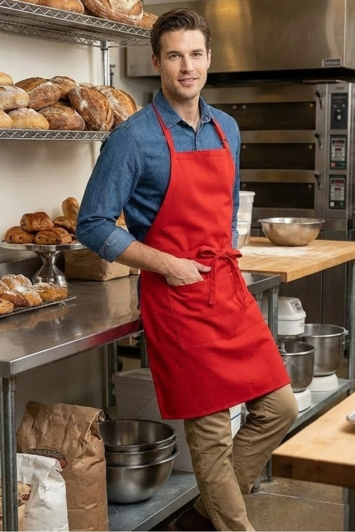 Fame Red Butcher Adjustable Apron (2 Pockets)