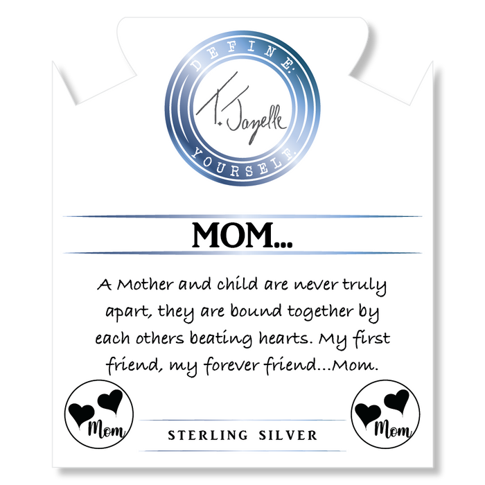 Red Jasper Stone Bracelet with Mom Hearts Sterling Silver Charm