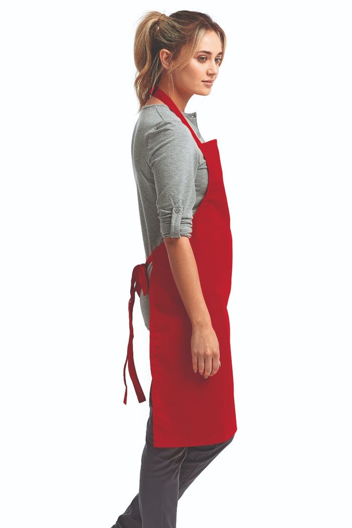 Artisan Collection by Reprime Red Sustainable Bib Apron (No Pockets)