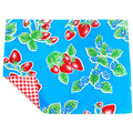 strawberry light blue oilcloth placemat