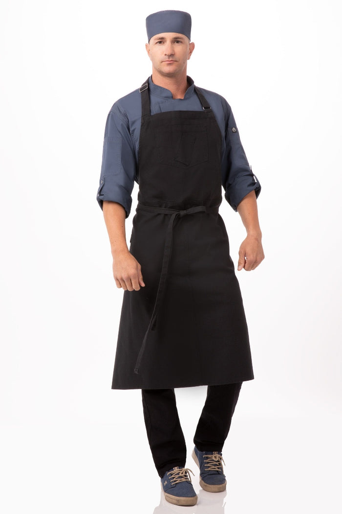 Chef Works Rockford Steel Grey Chefs Bib Apron