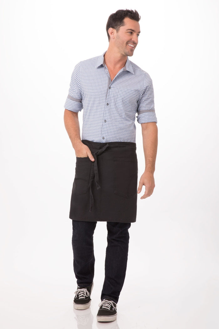 Chef Works Rockford Steel Grey Half Bistro Apron