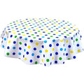 freckled sage round big dot navy blue oilcloth tablecloth