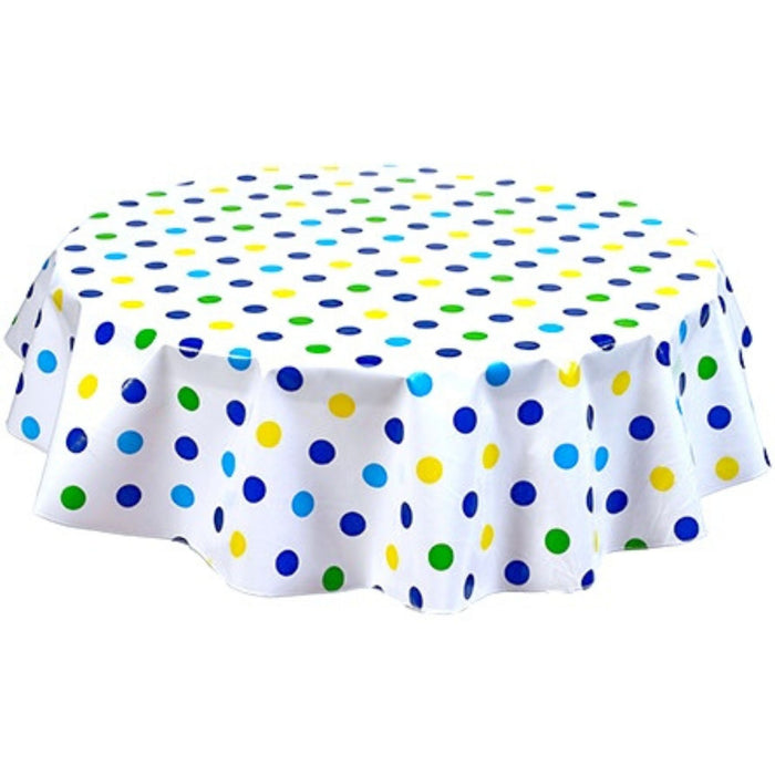 freckled sage round big dot navy blue oilcloth tablecloth