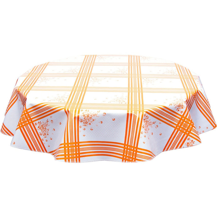 freckled sage round corn flower orange oilcloth tablecloth