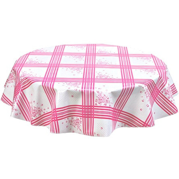 freckled sage round corn flower pink oilcloth tablecloth