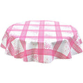freckled sage round corn flower pink oilcloth tablecloth