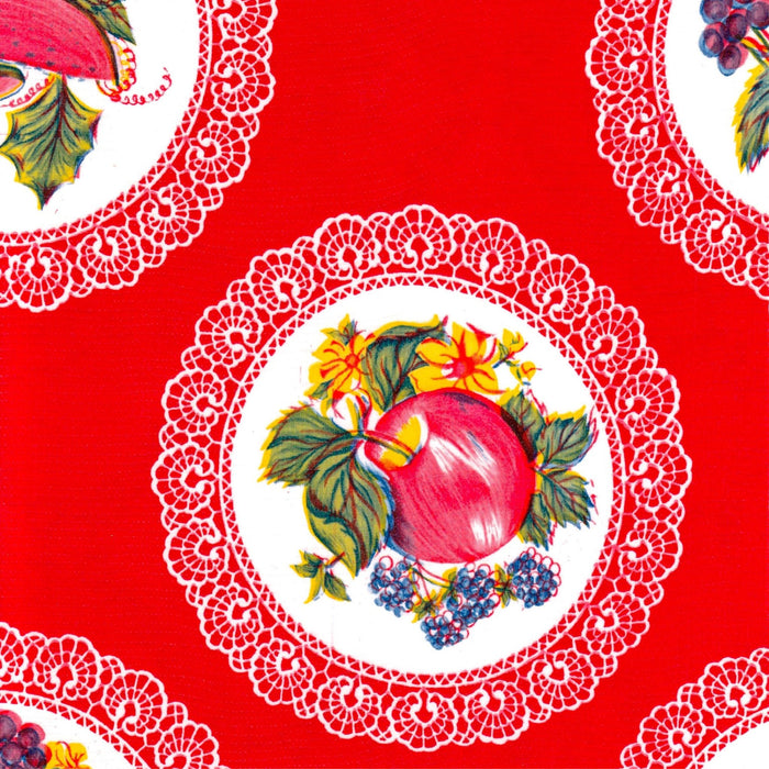 freckled sage doily red oilcloth swatch