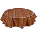 freckled sage round faux bois plank mahogany oilcloth tablecloth