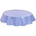freckled sage round gingham navy blue oilcloth tablecloth
