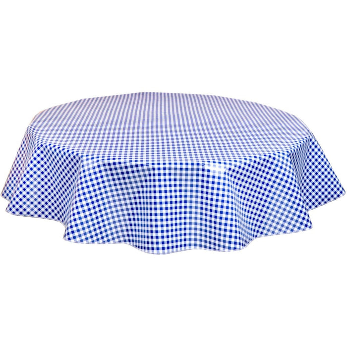 freckled sage round gingham navy blue oilcloth tablecloth