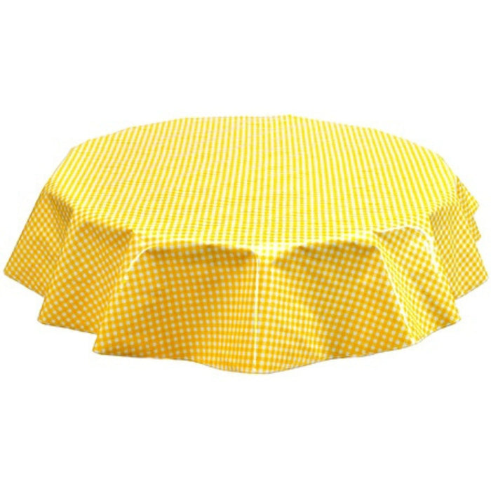 freckled sage round gingham yellow oilcloth tablecloth
