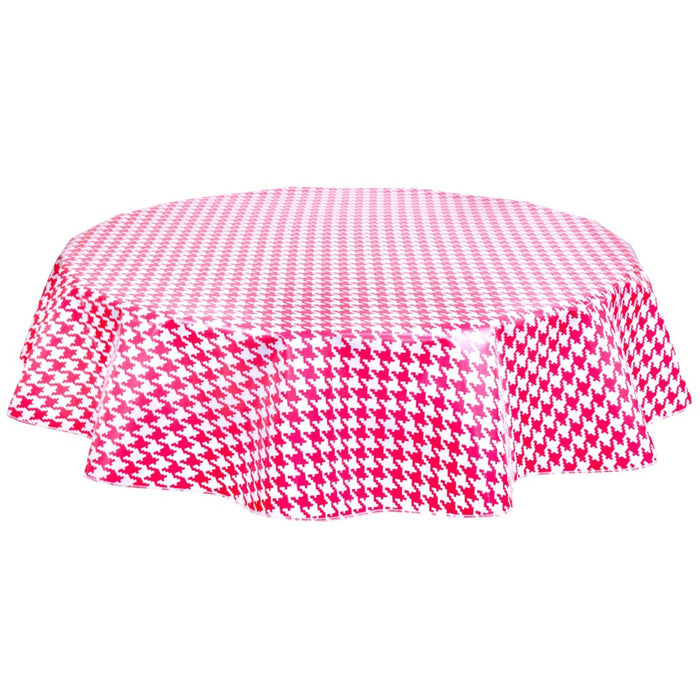 freckled sage round houndstooth pink oilcloth tablecloth