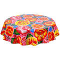 freckled sage round sage's garden pink oilcloth tablecloth