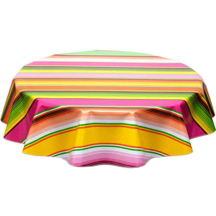 freckled sage round serape pink oilcloth tablecloth