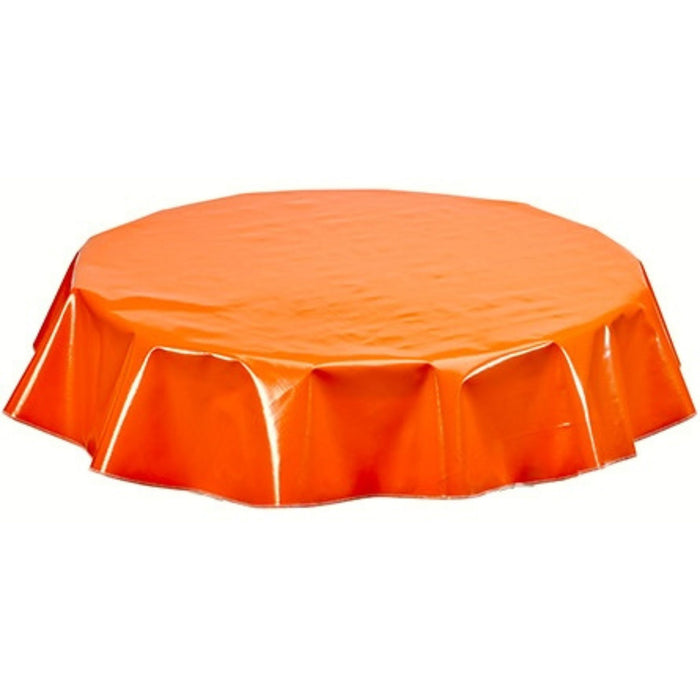 freckled sage round solid orange oilcloth tablecloth