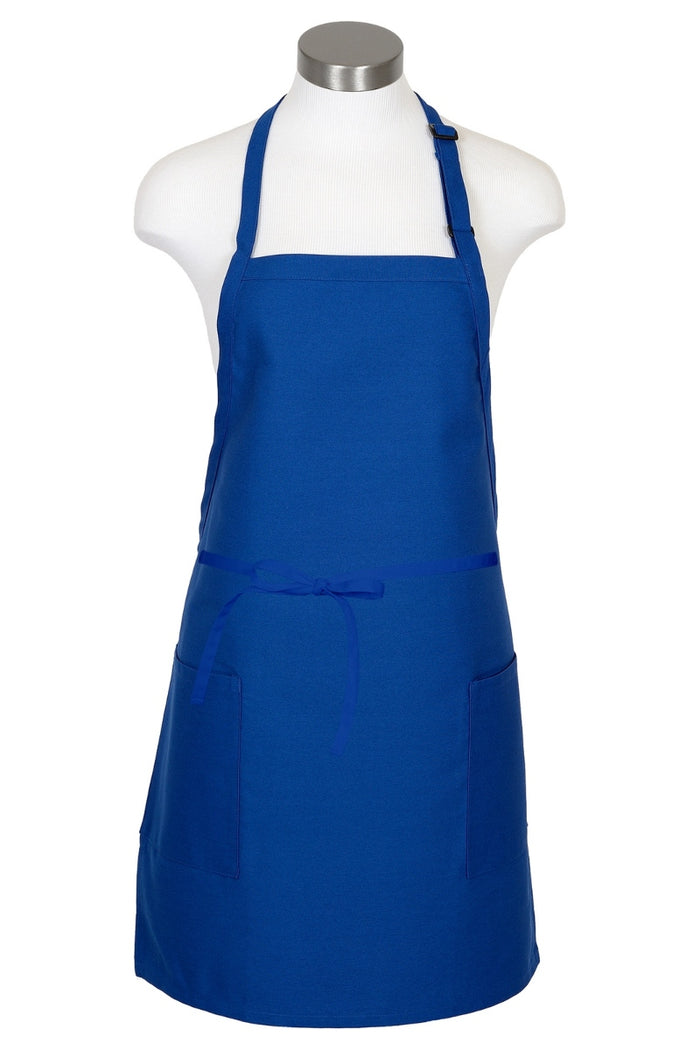 Fame Royal Blue Bib Adjustable Apron (2-Patch Pockets)