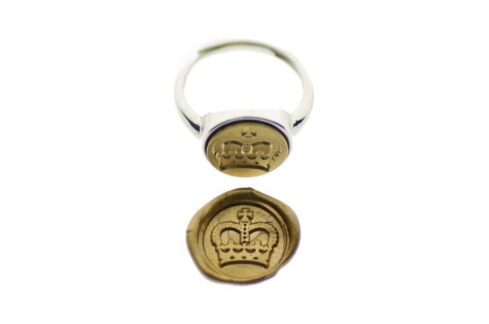 Royal Crown Signet Ring - Backtozero B20 - 12mm, 12mm ring, 12mn, Crown, her, ring, Royal, signet ring, Victorian, wax seal, wax seal ring