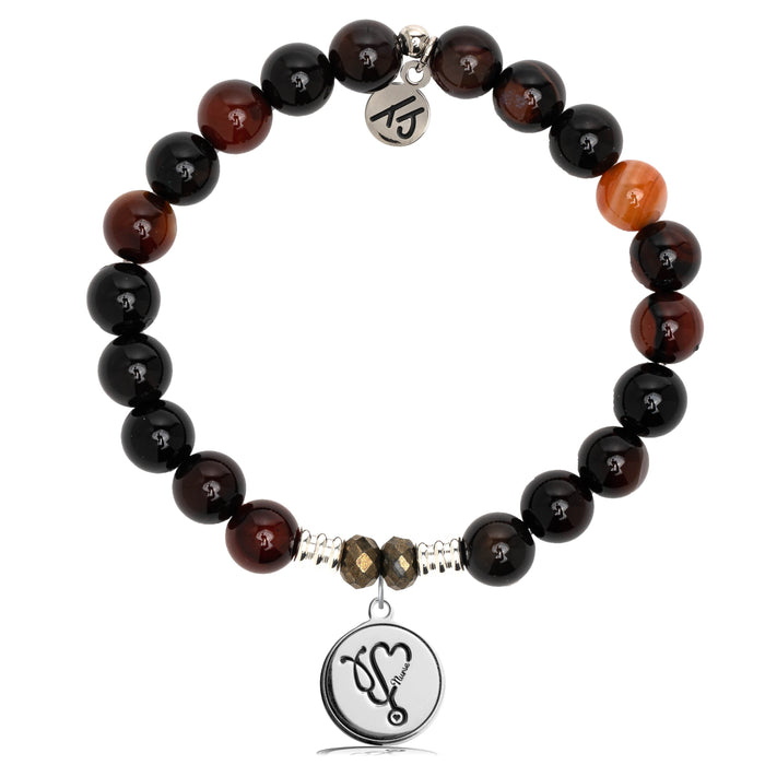 Sardonyx Stone Bracelet with Nurse Sterling Silver Charm