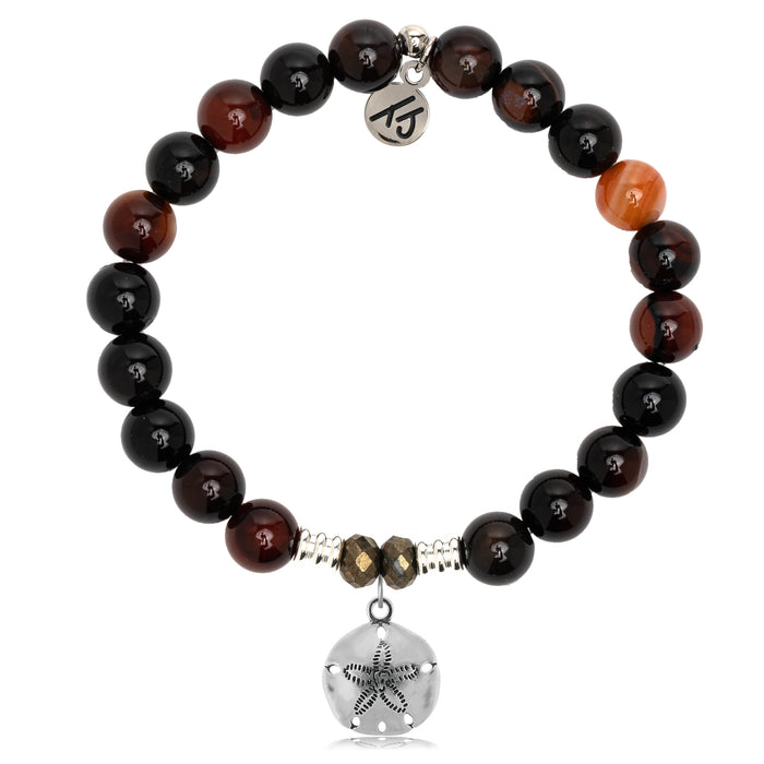 Sardonyx Stone Bracelet with Sand Dollar Sterling Silver Charm