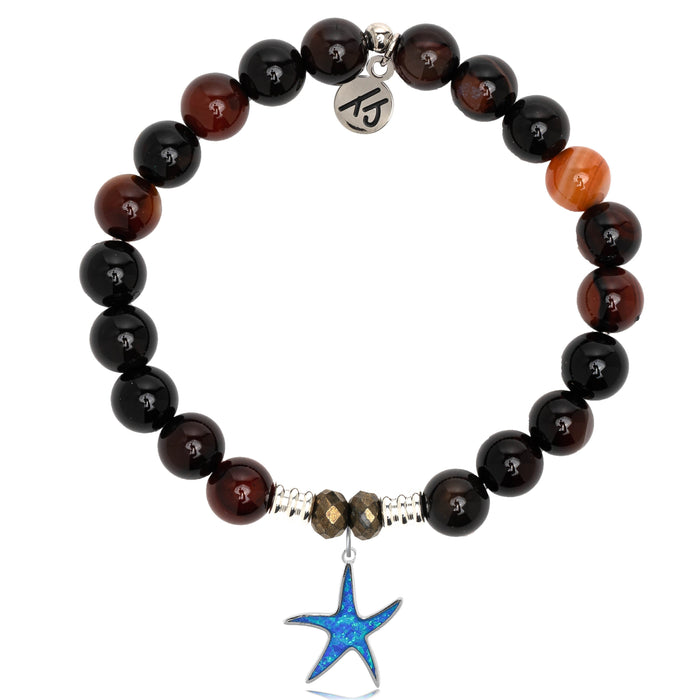 Sardonyx Stone Bracelet with Star of the Sea Sterling Silver Charm