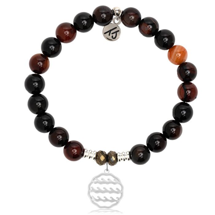 Sardonyx Stone Bracelet with Waves of Life Sterling Silver Charm