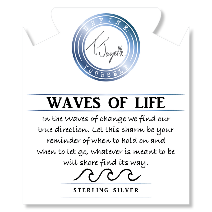Sardonyx Stone Bracelet with Waves of Life Sterling Silver Charm