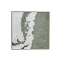 Front view of Serene Modern Abstract Textured Canvas, featuring an organic design with soft green tones, textured white accents, and a distinct 3D texture.