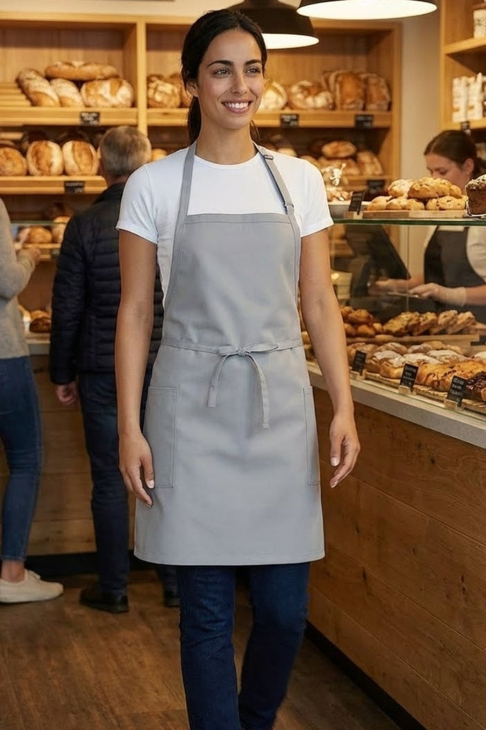 Fame Silver Bib Adjustable Apron (2-Patch Pockets)