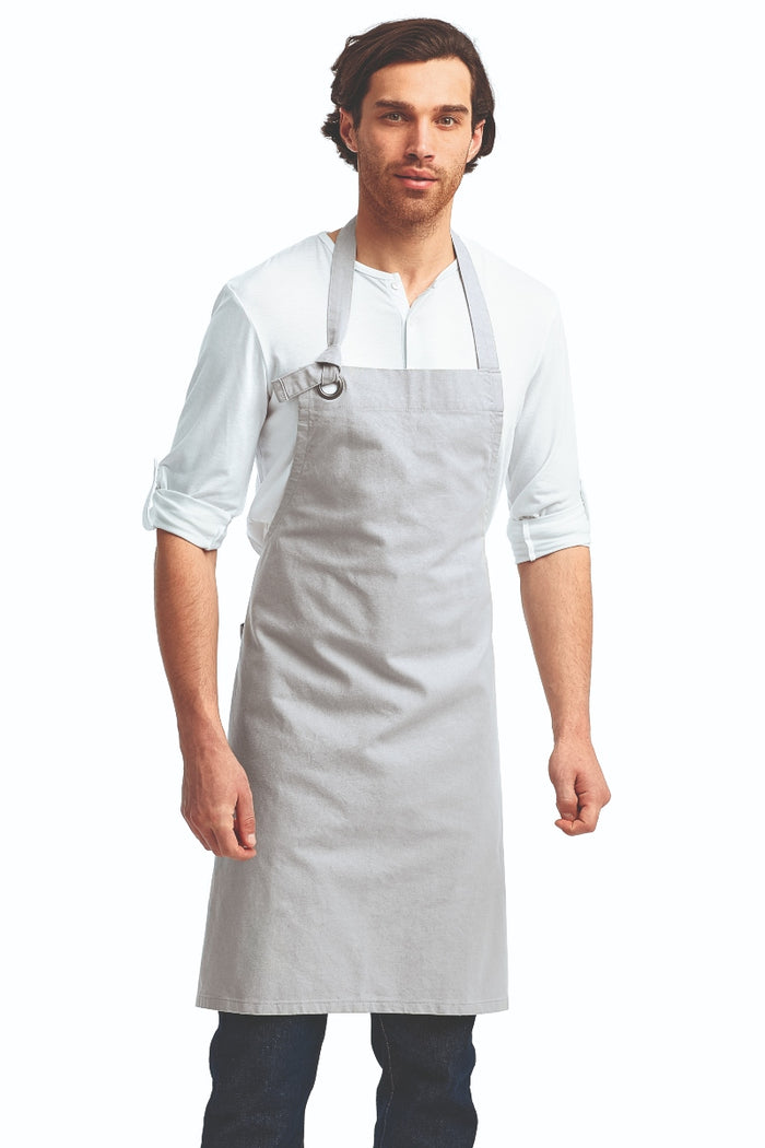 Artisan Collection by Reprime Silver "Calibre" Heavy Cotton Canvas Adjustable Bib Apron (No Pockets)