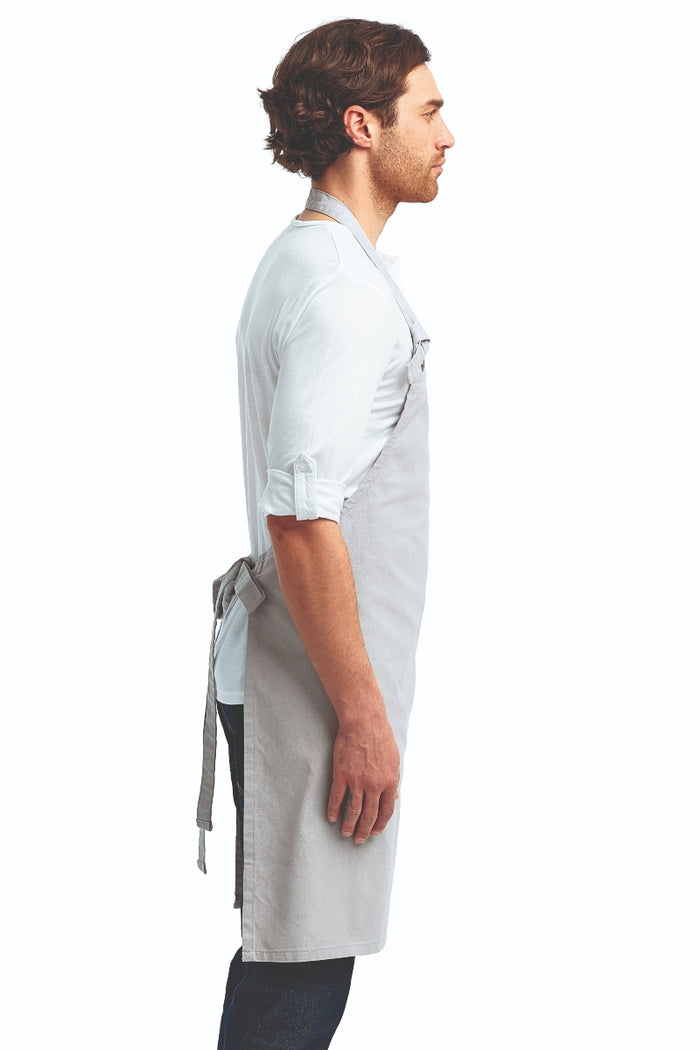 Artisan Collection by Reprime Silver "Calibre" Heavy Cotton Canvas Adjustable Bib Apron (No Pockets)