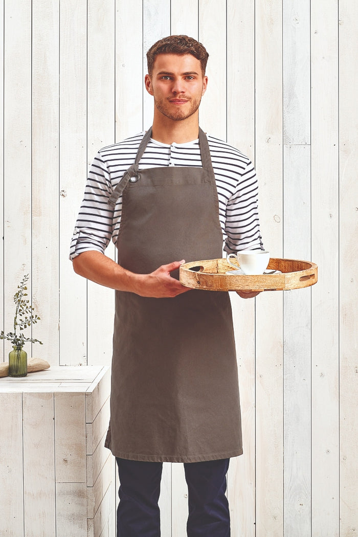 Artisan Collection by Reprime Silver "Calibre" Heavy Cotton Canvas Adjustable Bib Apron (No Pockets)