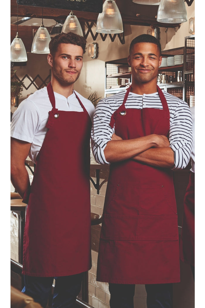 Artisan Collection by Reprime Silver "Calibre" Heavy Cotton Canvas Adjustable Bib Apron (No Pockets)