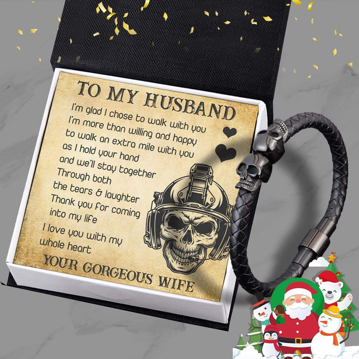 Skull Cuff Bracelet - Skull - To My Husband - I Love You With My Whole Heart - Gbbh14002