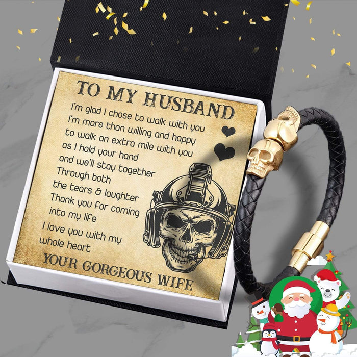 Skull Cuff Bracelet - Skull - To My Husband - I Love You With My Whole Heart - Gbbh14002
