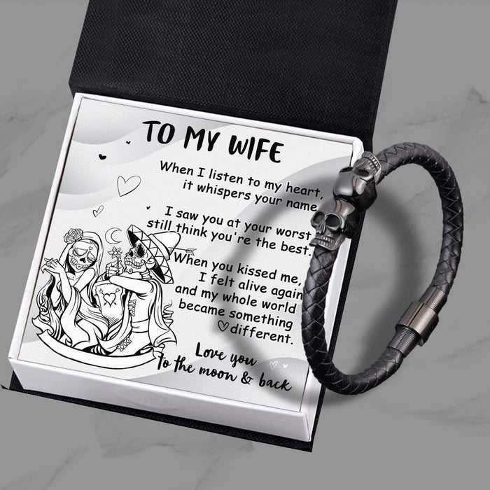 Skull Cuff Bracelet - Skull - To My Wife - Love You To The Moon And Back - Gbbh15001
