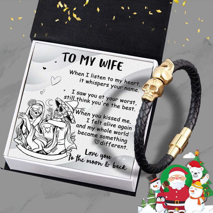 Skull Cuff Bracelet - Skull - To My Wife - Love You To The Moon And Back - Gbbh15001