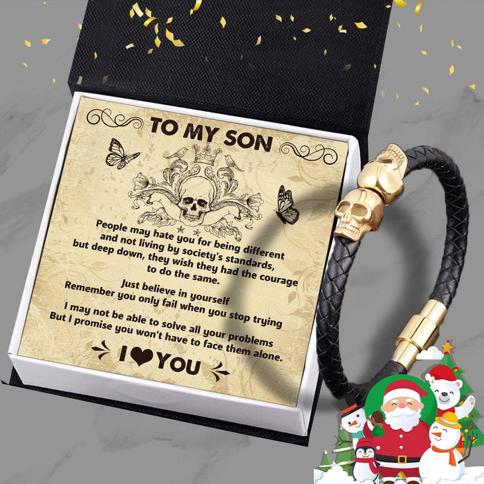 Skull Cuff Bracelet - Skull & Tattoo - To My Son - Just Believe In Yourself - Gbbh16001