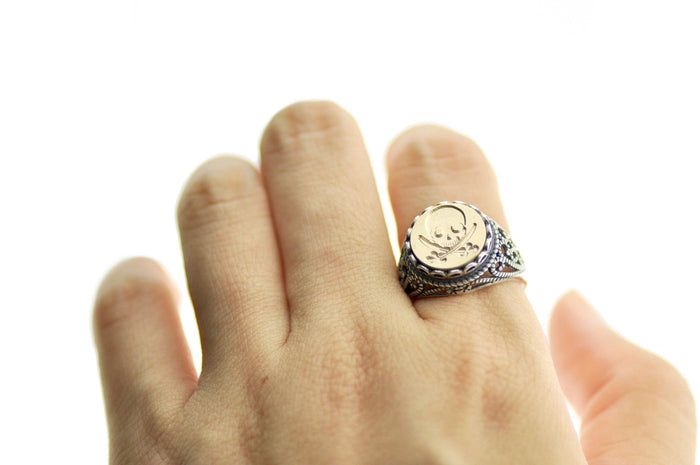 Skull Sword Signet Ring - Backtozero B20 - 12l, 12mm, 12mm ring, Bone, her, lace, Pirate, ring, signet ring, size 10, size 7, size 8, size 9, Skull, sword, wax seal, wax seal ring, wax seal stamp