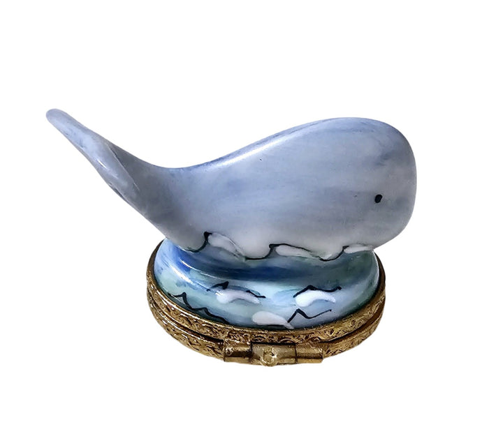 Charming Whale Fisherman Limoges Box Porcelain Limoges Beach fish ocean French Trinket Box