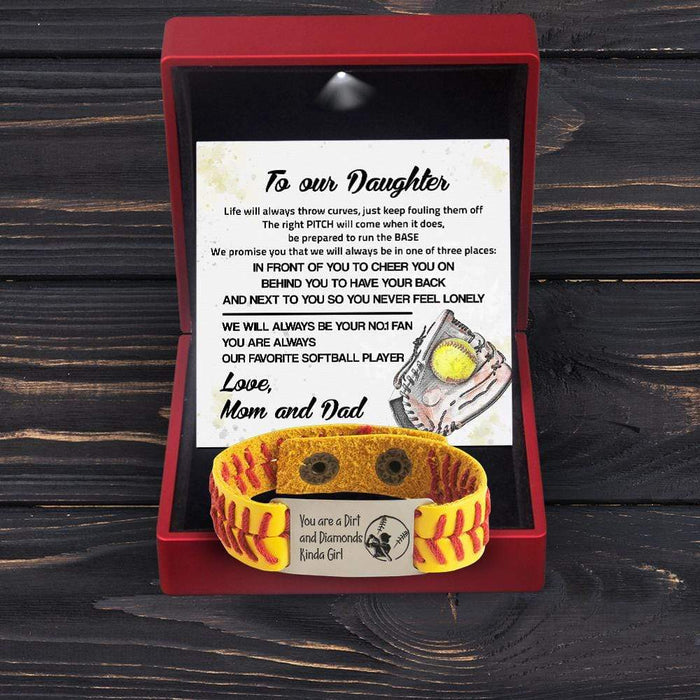 Softball Bracelet - Softball - To Our Daughter - From Dad and Mom - We Will Always Be Your No.1 Fans - Gbzk17009