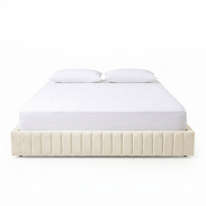 Contemporary platform bed on white background
