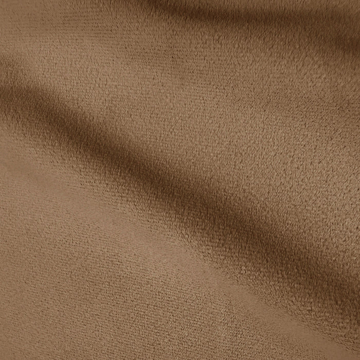 Close-up of mocha brown textured upholstery fabric showing tonal colour variations