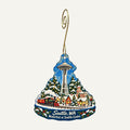 Space Needle and Chihuly Garden and Glass Christmas custom wood ornament OC111 hanging on hook