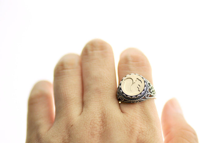 Squirrel Signet Ring - Backtozero B20 - 12l, 12mm, 12mm ring, accessory, her, jewelry, ring, signet ring, size 10, size 7, size 8, size 9, Squirrel, wax seal, wax seal ring, wax seal stamp, Woodland Animal