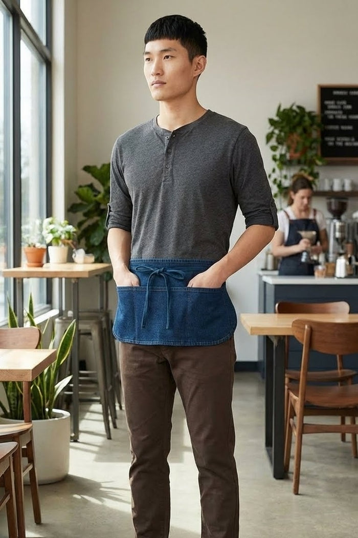 Fame Stonewashed Denim Waist Apron (3 Pockets)